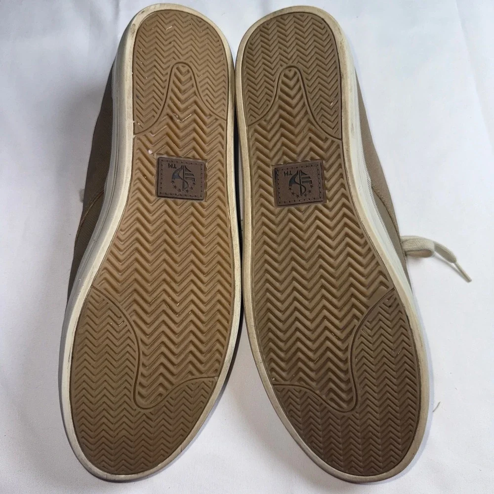 Sebago Mens Frome Glover Plain Toe Taupe Leather Sneakers B140061 Size 10